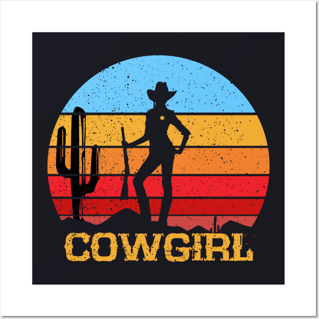 Cowgirl Retro Vintage Wall Art by DARSHIRTS